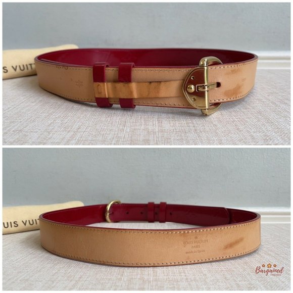 Authentic Louis Vuitton Pomme D'Amour Monogram Vernis LV Frame Belt Size 80/32 - Picture 7 of 13